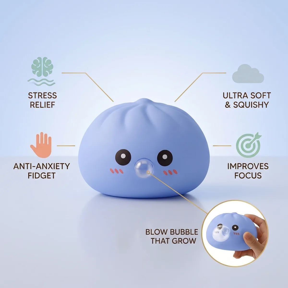 Big Blue Blow Dumpling Squishy - Image 5