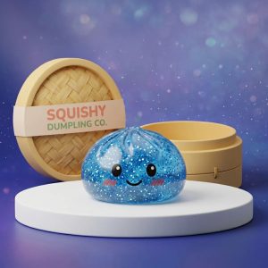 Calm Blue Glitter Dumpling Squishy