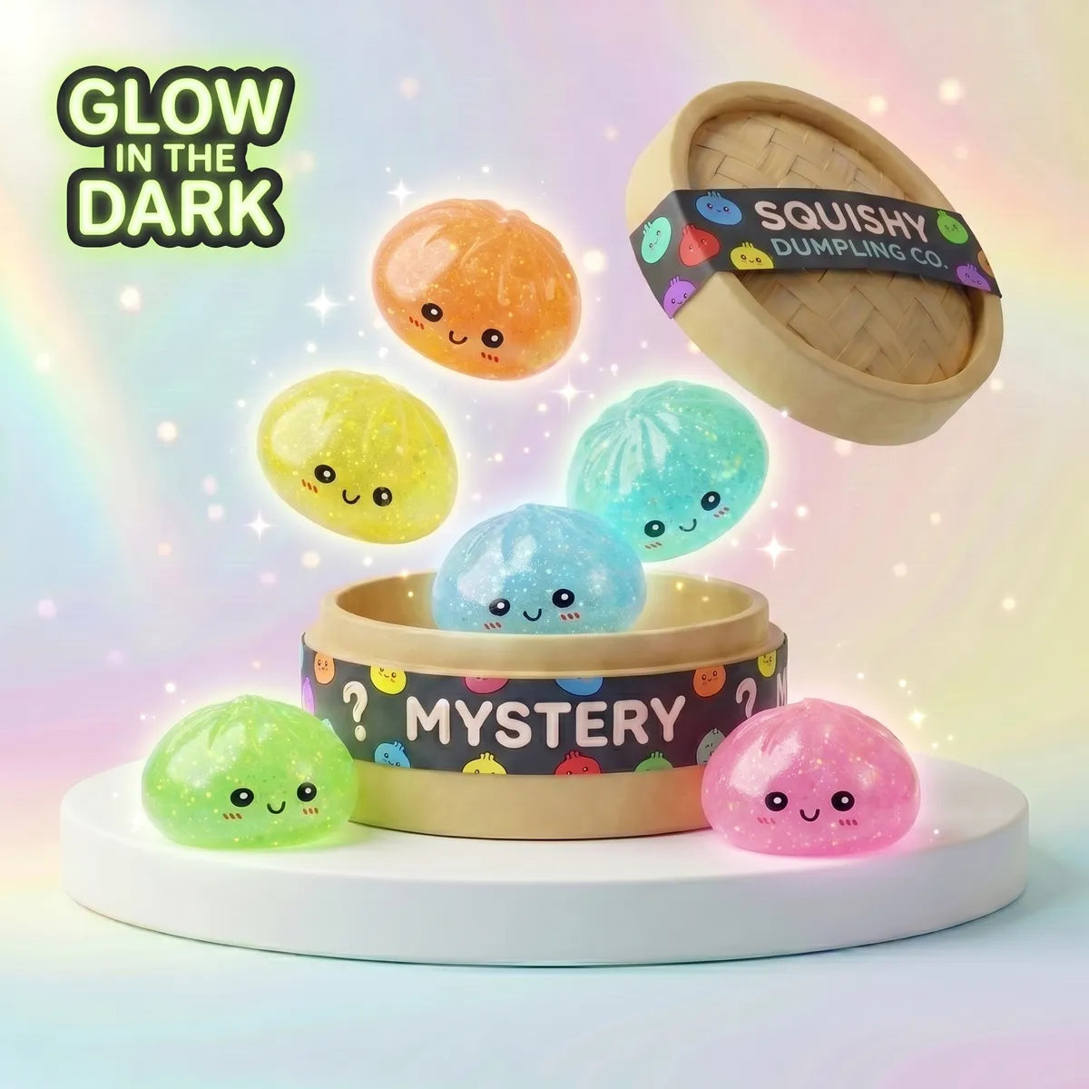 Mystery Glow In Dark Glitter Dumpling Squishy Blind Box