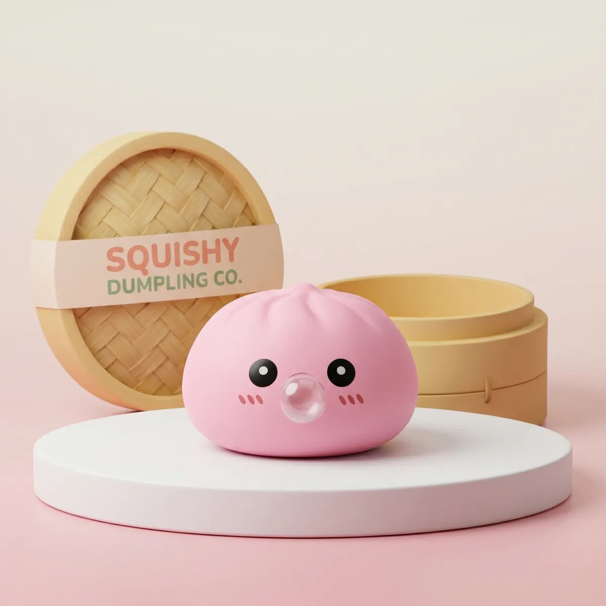 Plump Pink Blow Dumpling Squishy