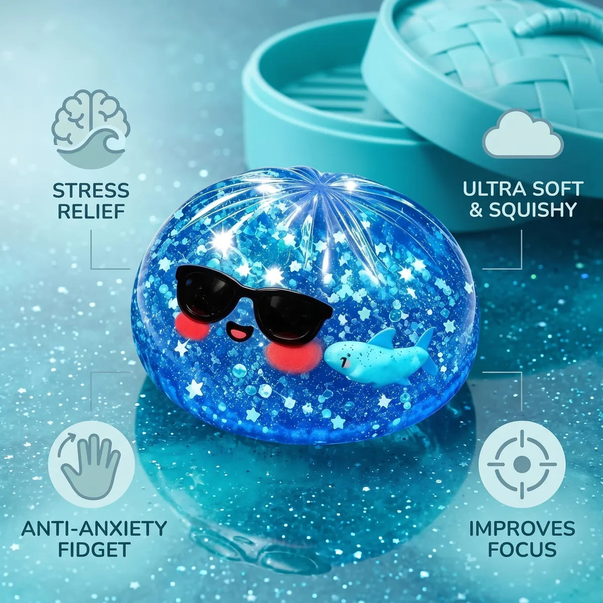Cool Sparkle Sunglasses Dumpling Squishy - Image 7